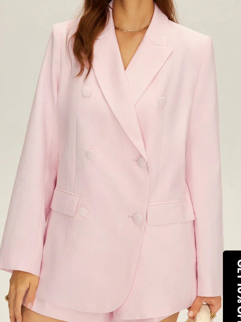 Oversized Double-Breasted Blazer- Light Pink